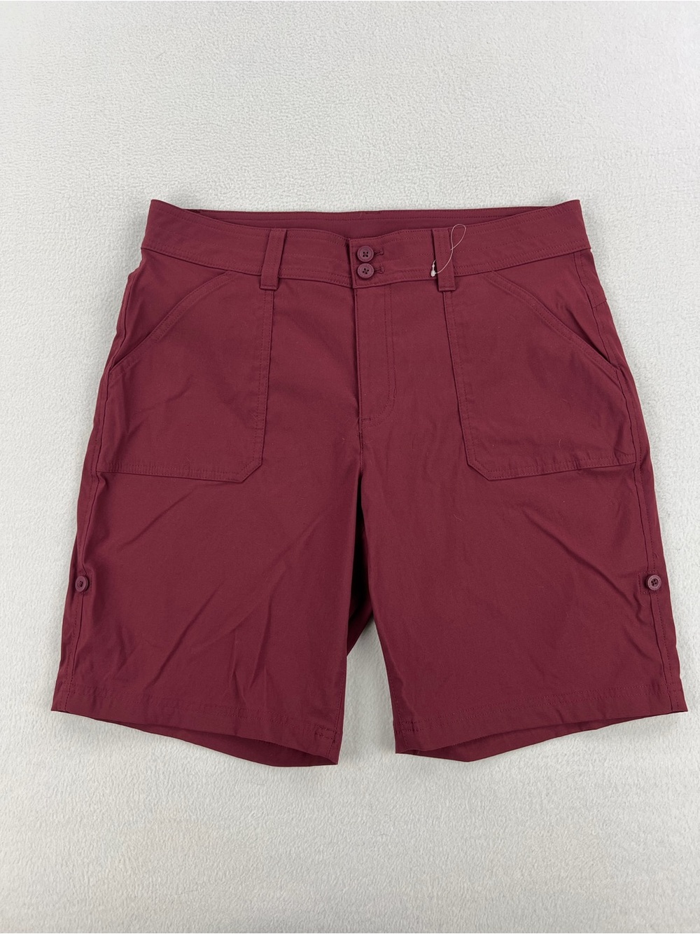 NWOT Eddie Bauer Womens Rolled Hem Bermuda Burgundy Shorts Size 10